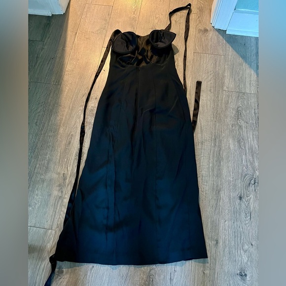 Cynthia Rowley Black Bustier Gown with Slit Size 6 Med sexy formal made in USA M - Picture 2 of 5